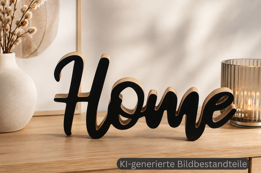 Home Schriftzug aus Holz – Schwarz
