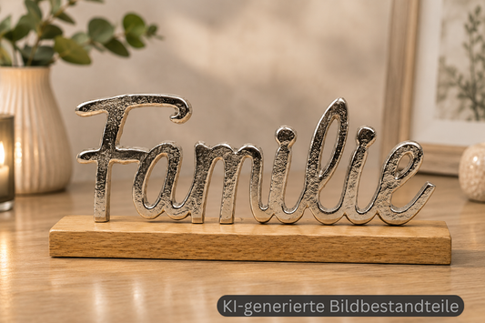 Familie Schriftzug auf Holzsockel