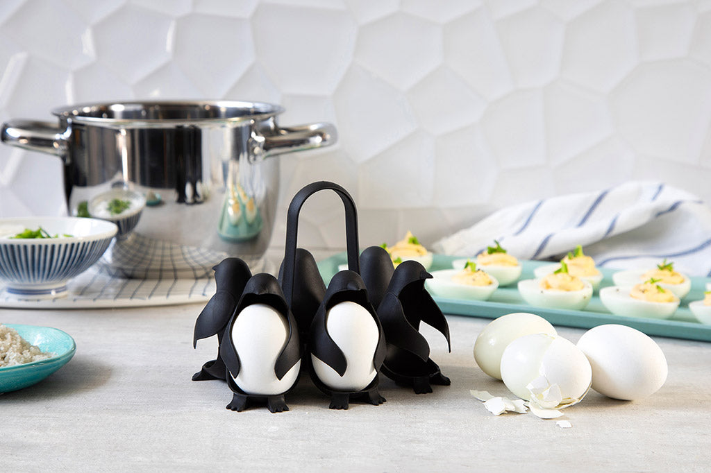 Egguins – Pinguin Eierhalter für Kühlschrank & Kochtopf (für 6 Eier)