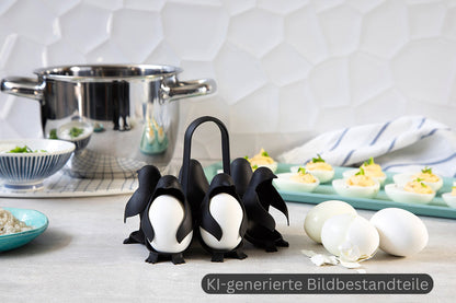 Egguins – Pinguin Eierhalter für Kühlschrank & Kochtopf (für 6 Eier)