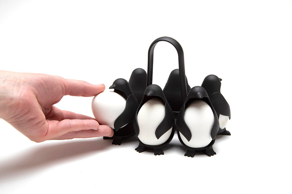 Egguins – Pinguin Eierhalter für Kühlschrank & Kochtopf (für 6 Eier)