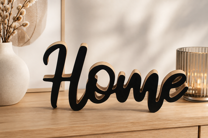 Home Schriftzug aus Holz – Schwarz