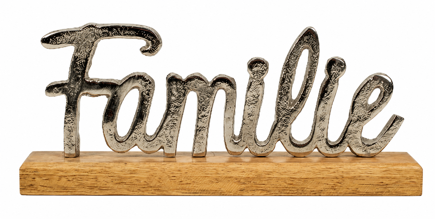 Familie Schriftzug auf Holzsockel