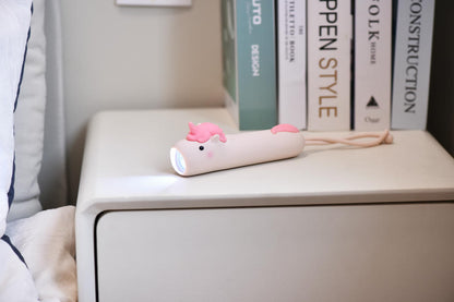 Einhorn Taschenlampe mit Akku - wiederaufladbares LED-Gadget mit 2 Lichtmodi