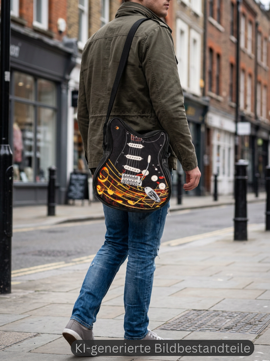 Gitarren-Umhängetasche Notes Flow – Rock-Tasche mit Musiknoten