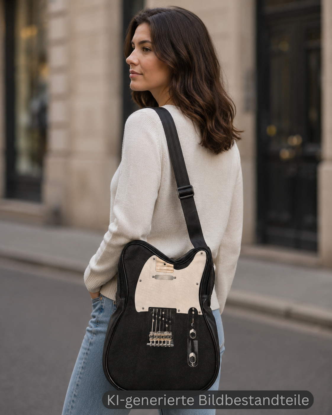 Gitarren-Umhängetasche Black – Rock-Tasche im E-Gitarren-Design